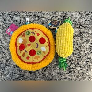 Set of 2: Plush Pizza and Corn Toy Set